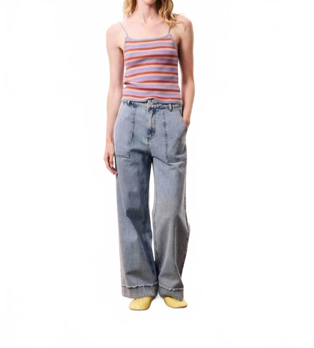 NEW FRNCH corallia ribbed knit tank top in light blue